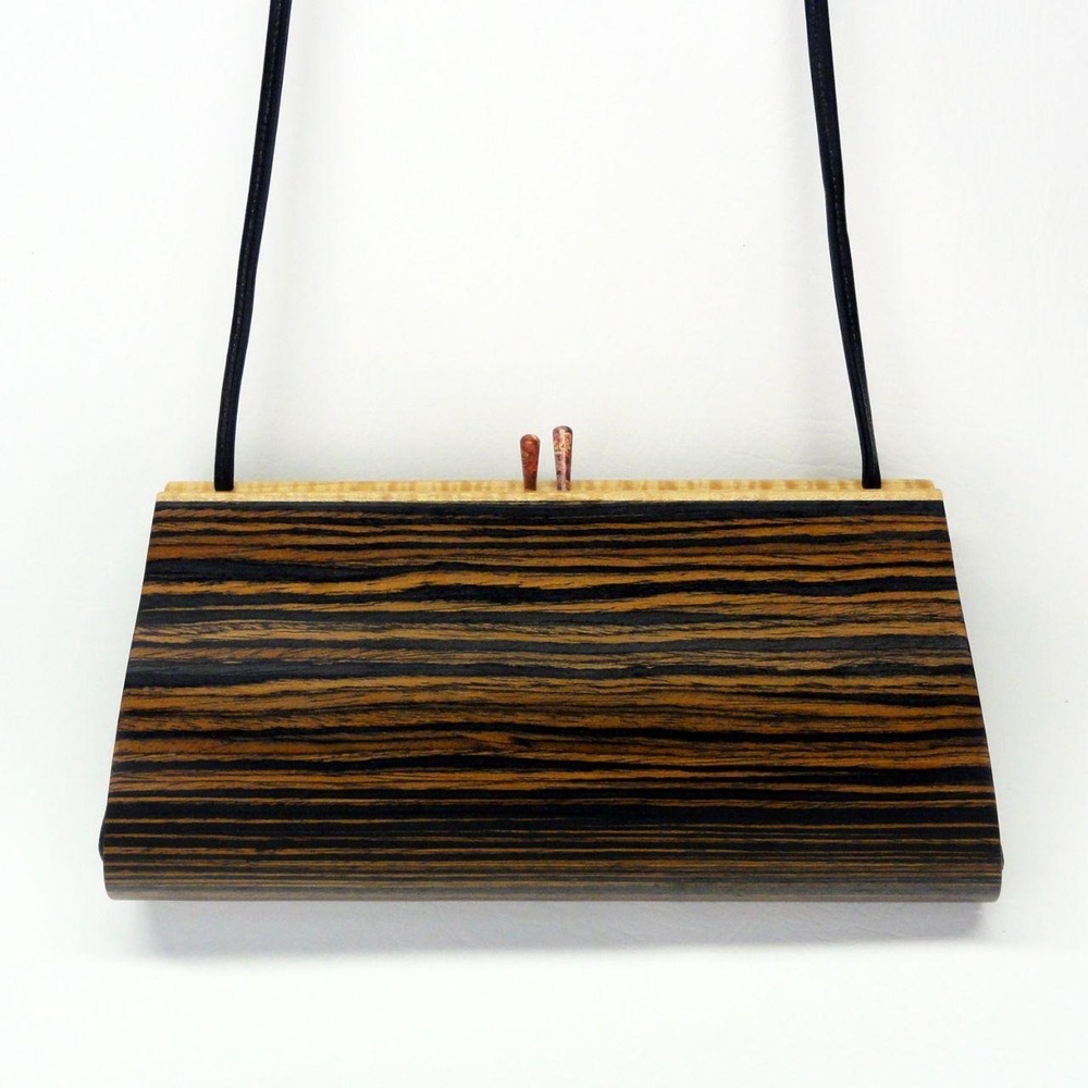 Hammill Diebolt Studio Petrea Medium Wood Shoulder Crossbody OOAK Artist Signed